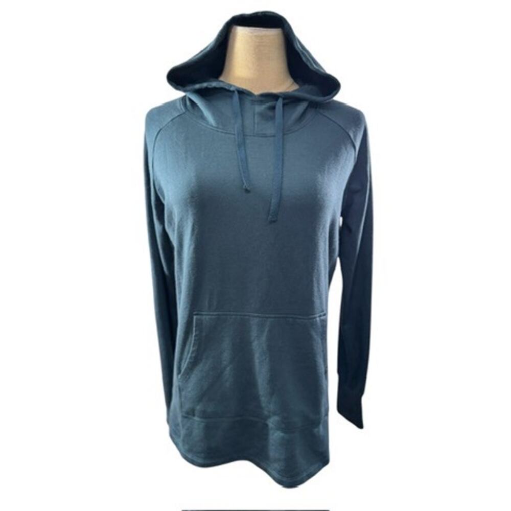 "FREE FLY" Women's Sweatshirt SZ S Blue Hooded Bamboo Fleece Soft  Gym Jogger‎